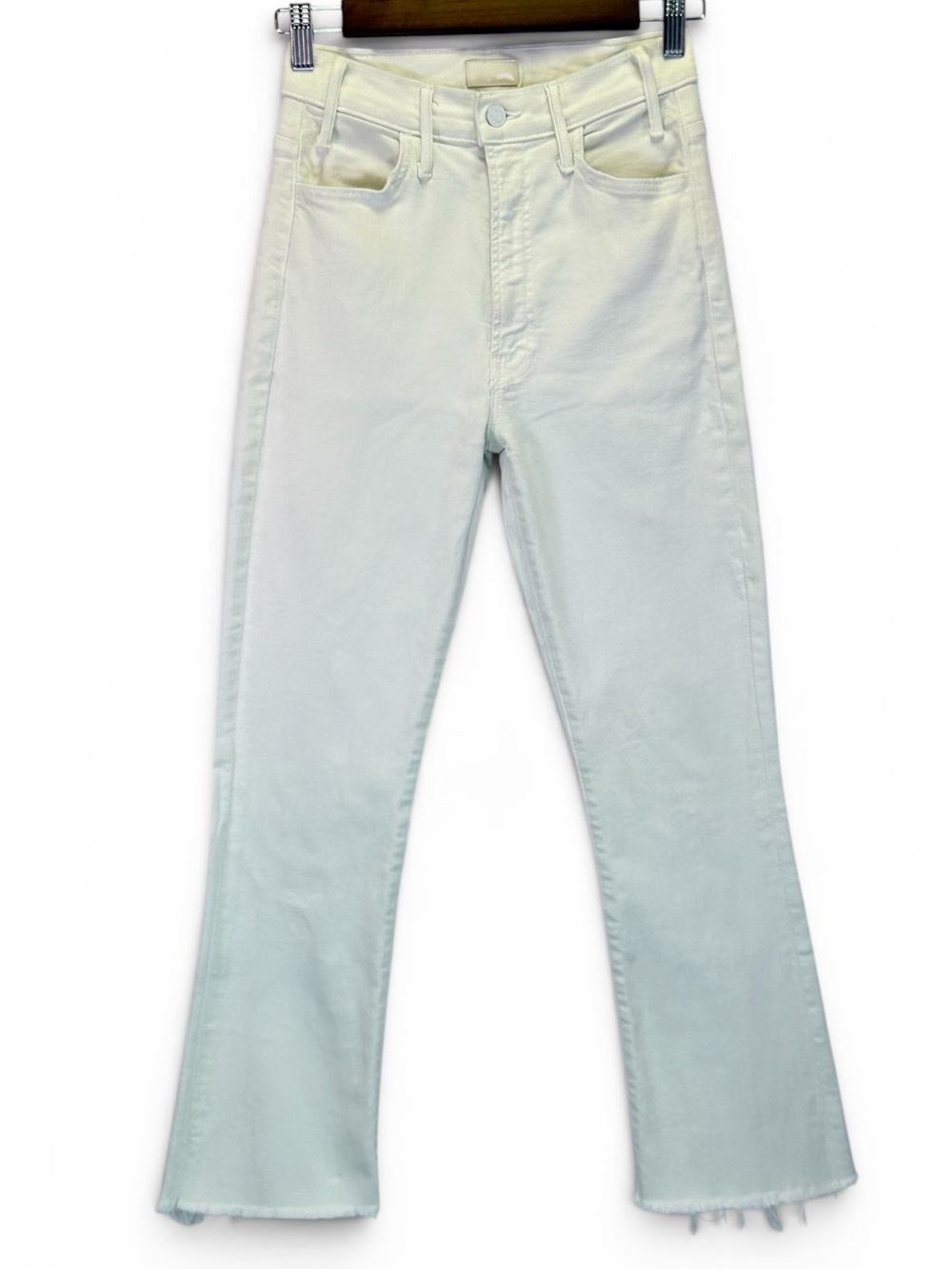MOTHER The Hustler Ankle Fray The Fairest Of Them All White Jeans Size 26
